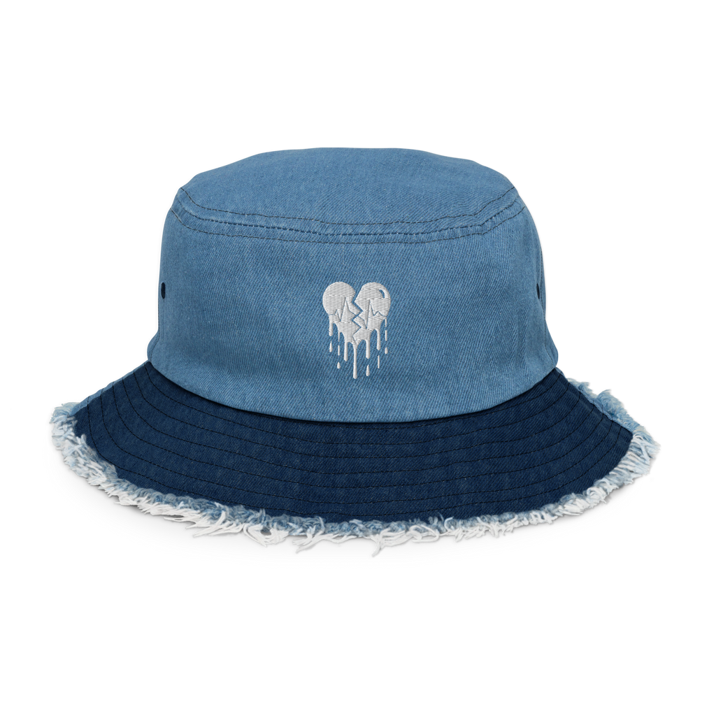 Heartbreak Distressed denim bucket hat